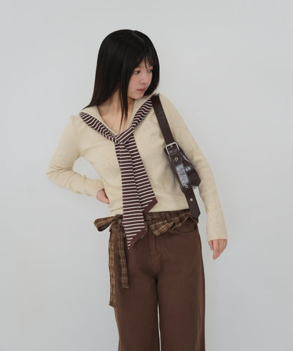 stripe tie sailor knit