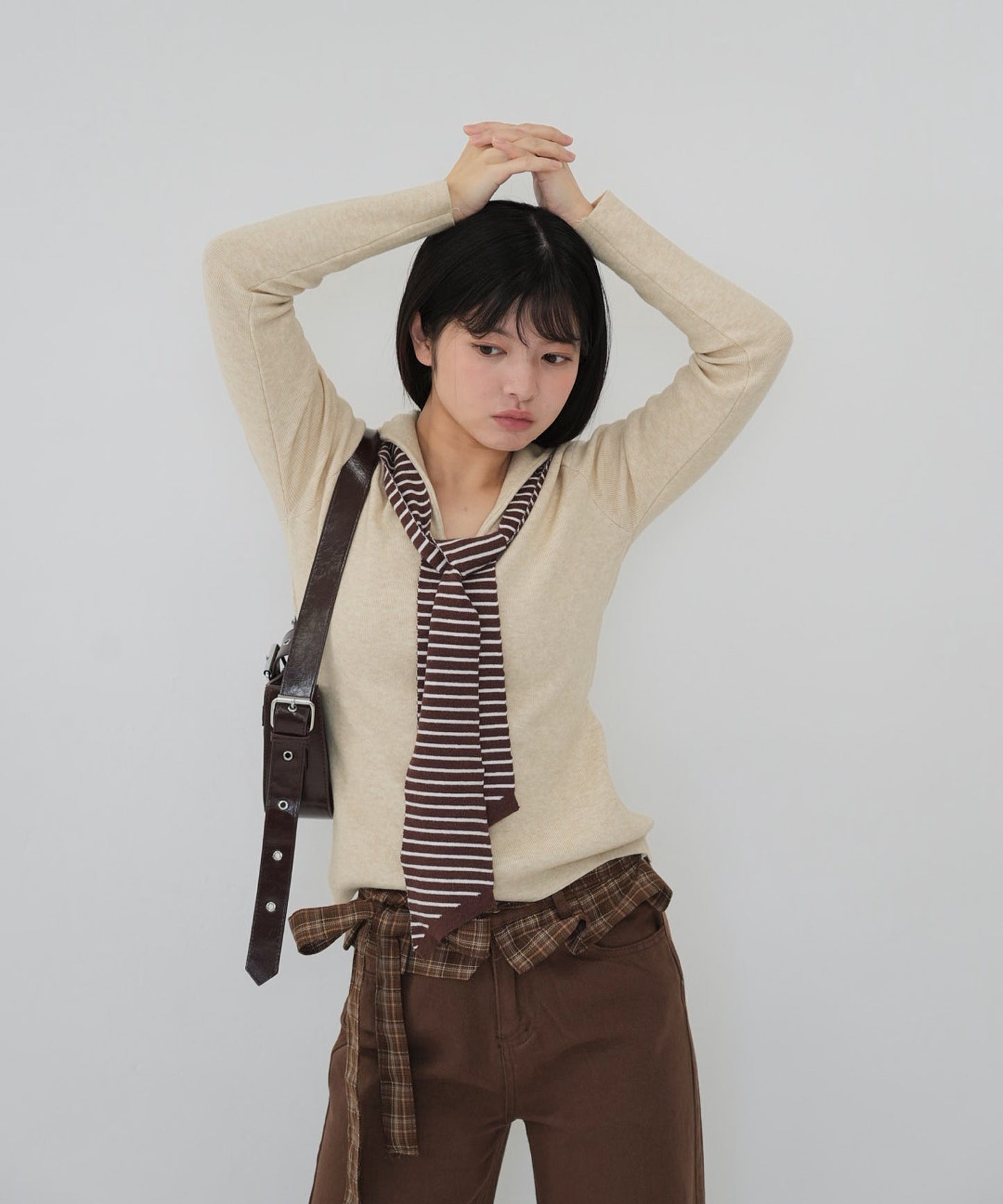 stripe tie sailor knit