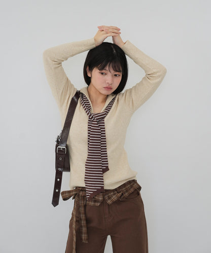 stripe tie sailor knit