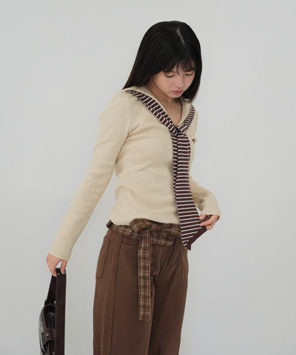 stripe tie sailor knit