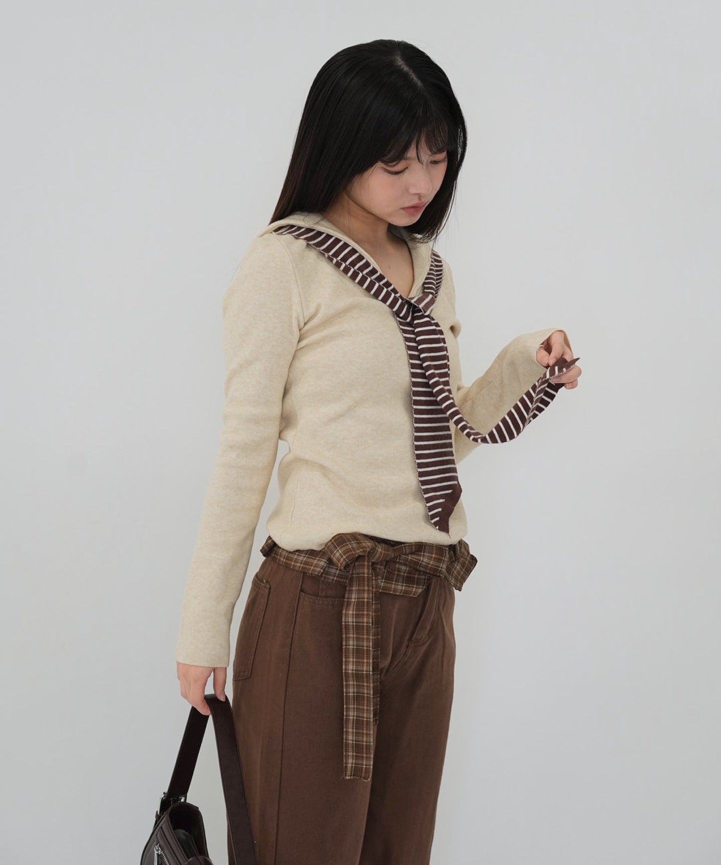 stripe tie sailor knit