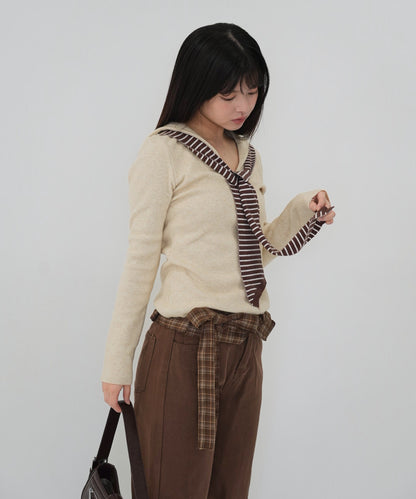 stripe tie sailor knit