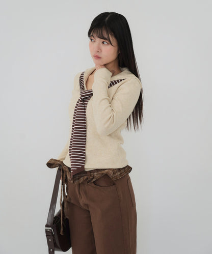 stripe tie sailor knit