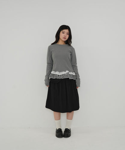 layered frill long sleeve tee