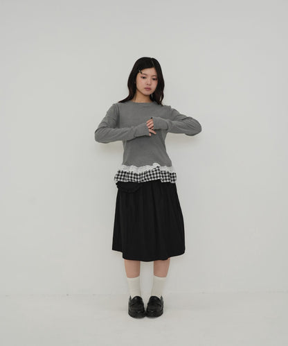 layered frill long sleeve tee