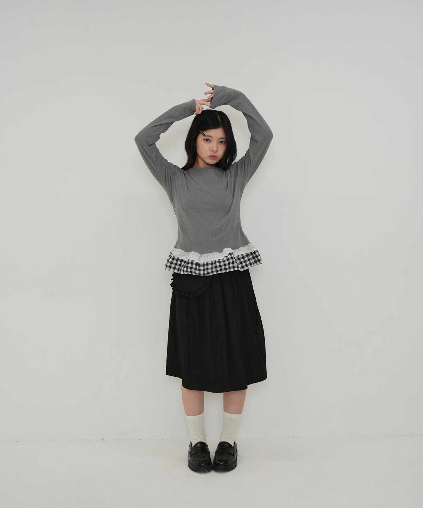 layered frill long sleeve tee