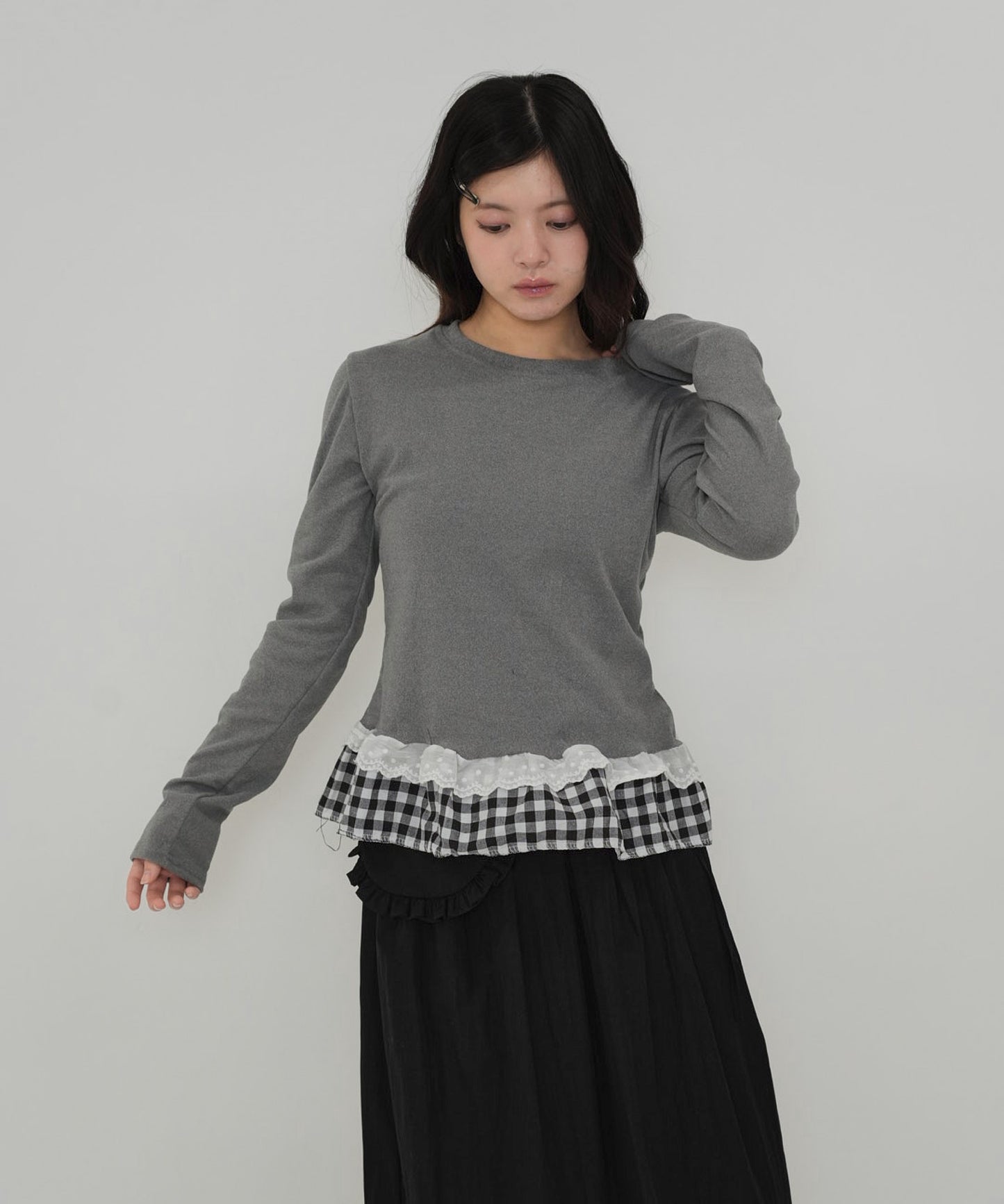 layered frill long sleeve tee