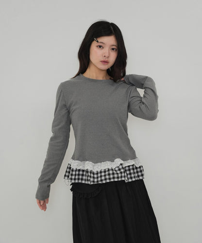 layered frill long sleeve tee
