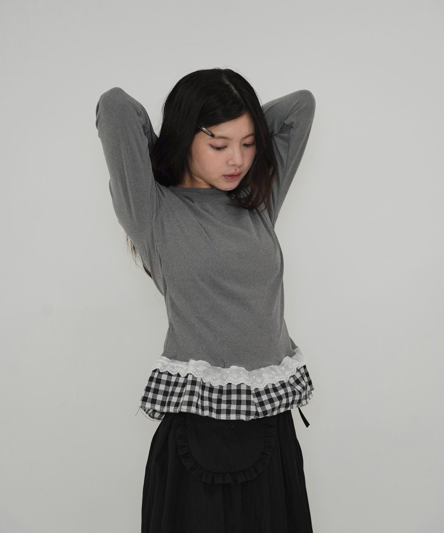 layered frill long sleeve tee