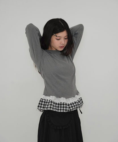 layered frill long sleeve tee