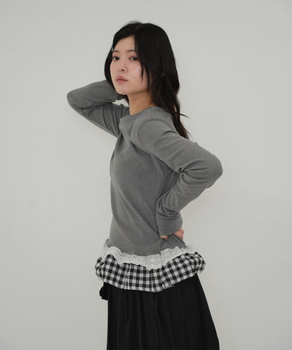 layered frill long sleeve tee