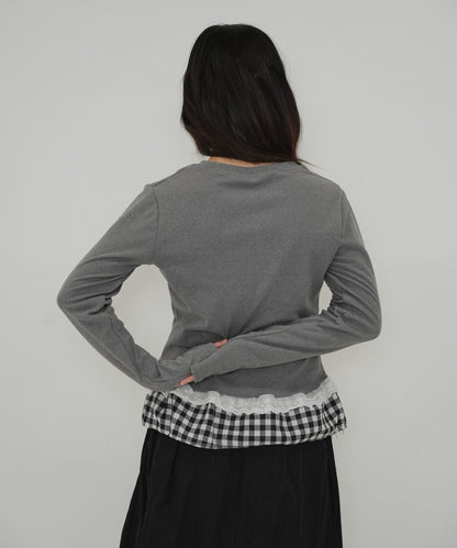layered frill long sleeve tee