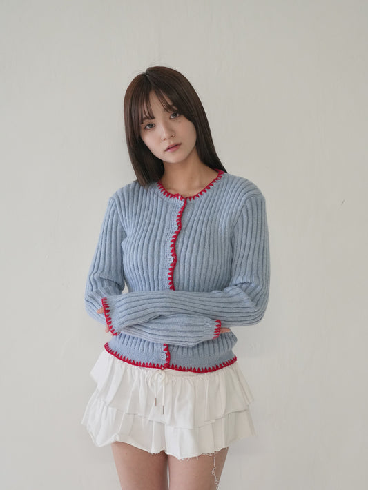 bicolor stitch knit cardigan